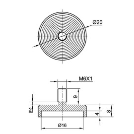 GeckoTeq Ceiling Magnet for suspended ceilings - 5,0kg